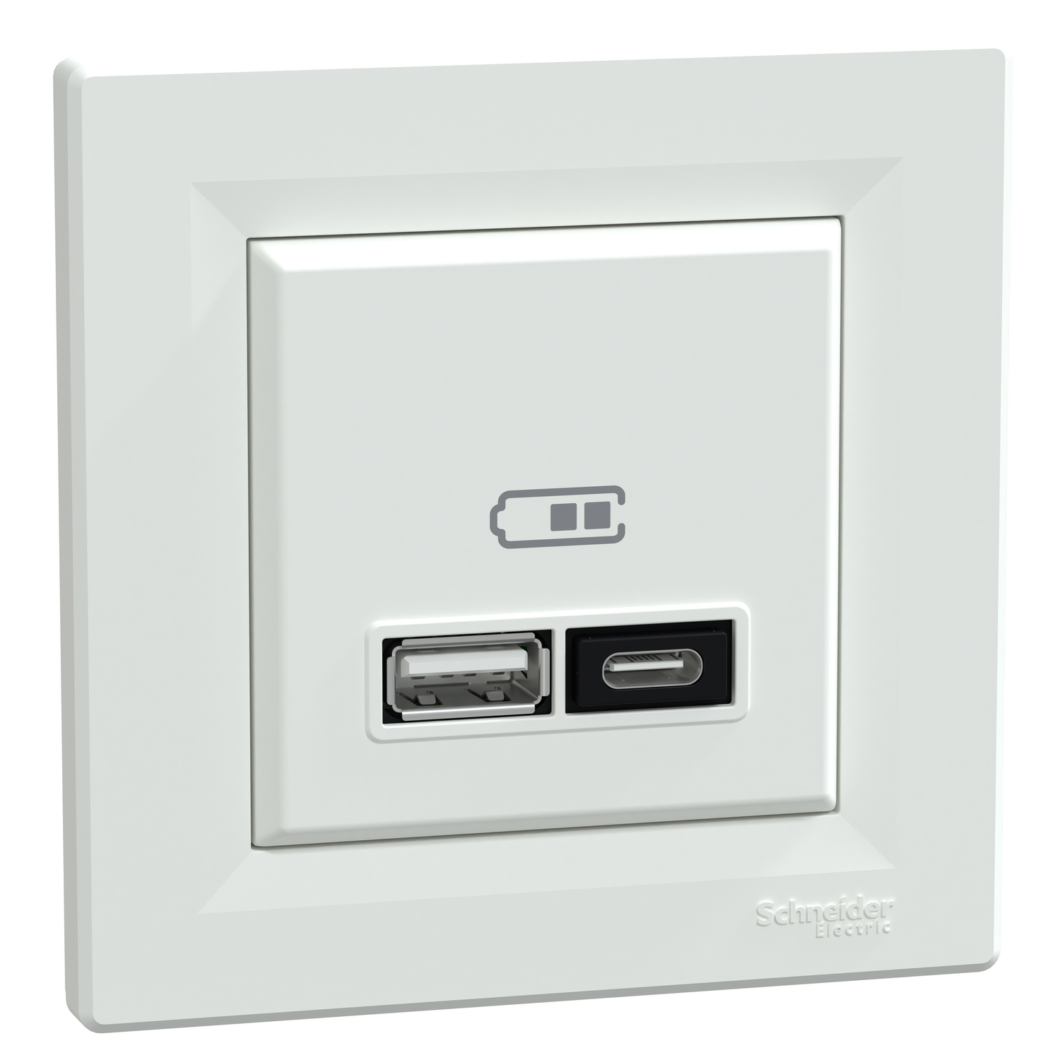 Zásuvka nabíjecí USB Schneider Electric Asfora 1× USB A, 1× USB C bílá