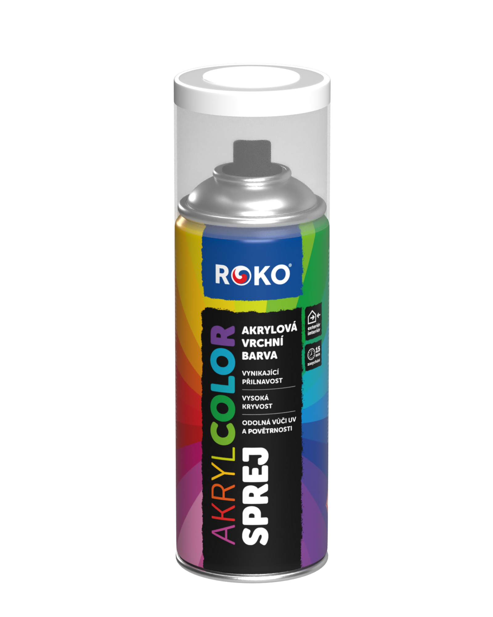 Barva akrylová vrchní Roko AKRYCOLOR Sprej bílá LESK, 400 ml