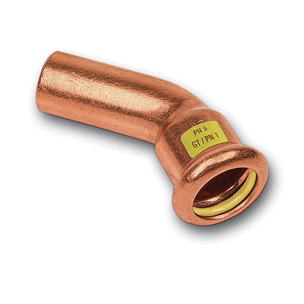 Oblouk 45° lisovací Sanha Cu Press Gas 10040 22 mm MF