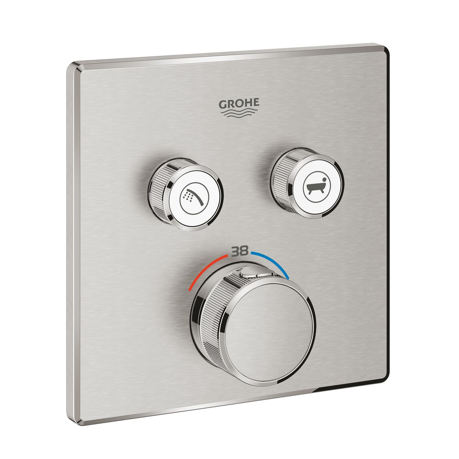 Díl nadomítkový Grohe Grohtherm SmartControl s 2 ventily SuperSteel 29124DC0