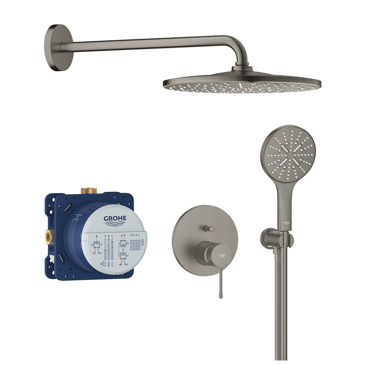 Systém sprchový Grohe Essence s Rainshower Mono 310 kartáčovaný Hard Graphite 25287AL0