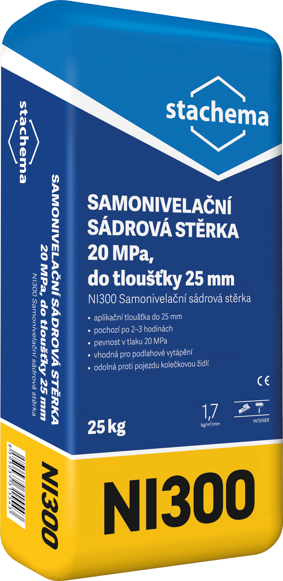 Stěrka samonivelační sádrová Stachema NI300 25 kg