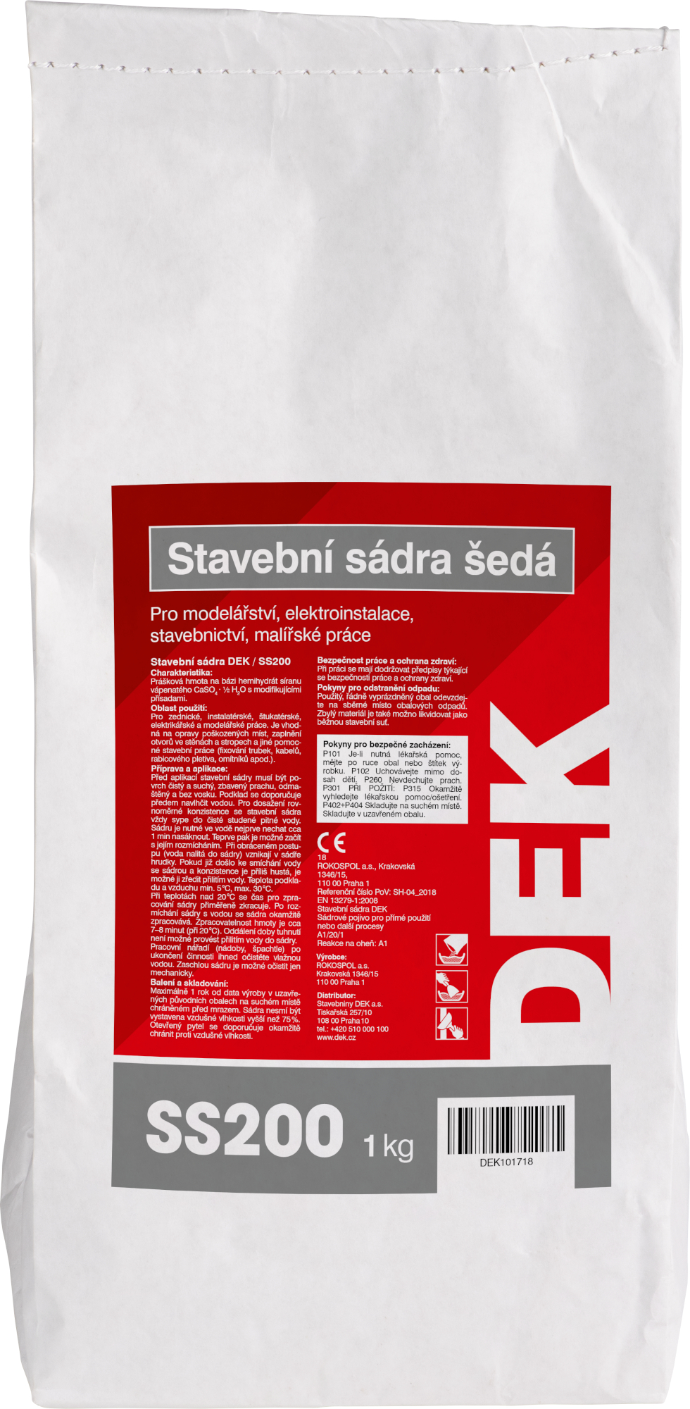 Sádra stavební DEK 1 kg šedá