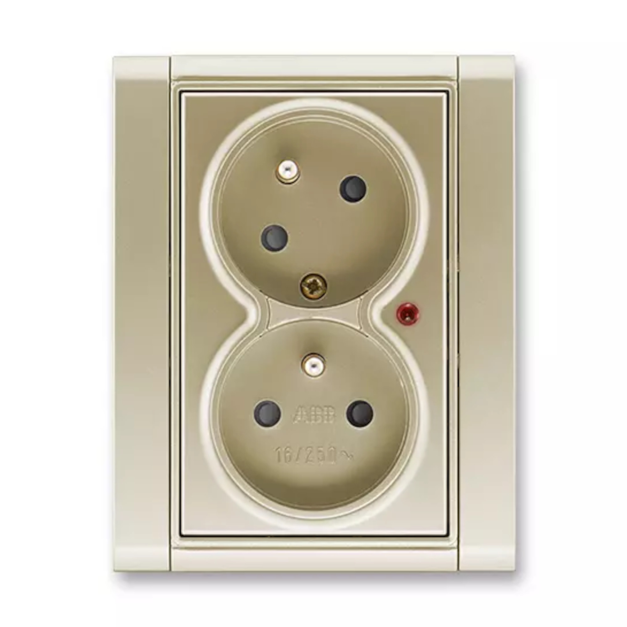 Zásuvka 230 V dvojnásobná ABB Time IP 40 s optickou signalizací šampaň