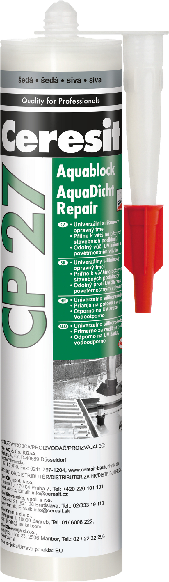 Tmel silikonový Ceresit CP 27 Aquablock Repair šedý 300 ml
