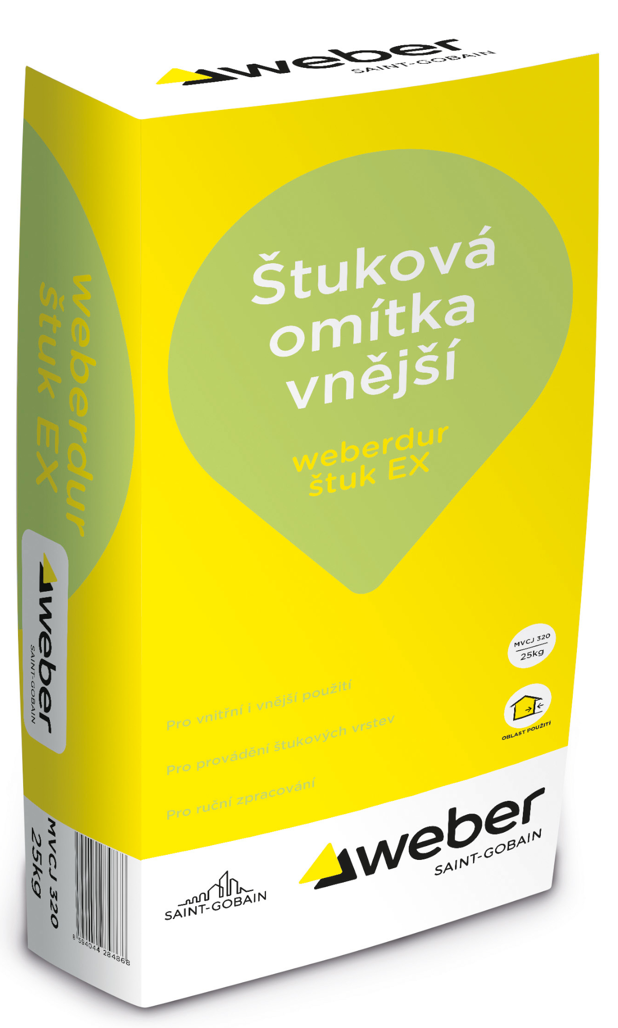 Omítka štuková weberdur štuk EX 25 kg