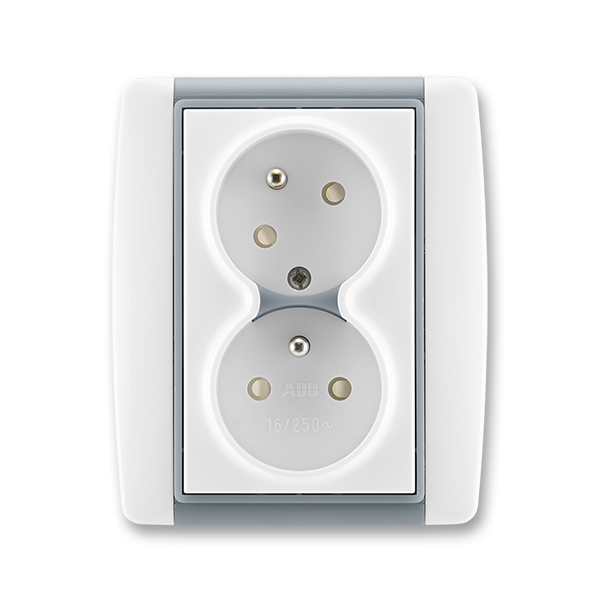 Zásuvka 230 V dvojnásobná kompletní ABB Element IP 40 bílá, ledová šedá