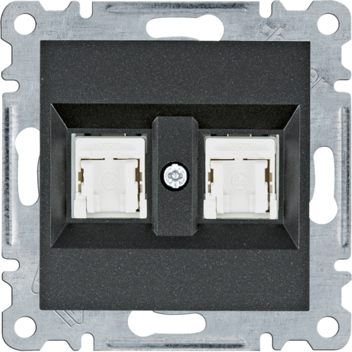 Zásuvka datová Hager lumina CAT5E 2× RJ45 UTP nestíněná černá mat