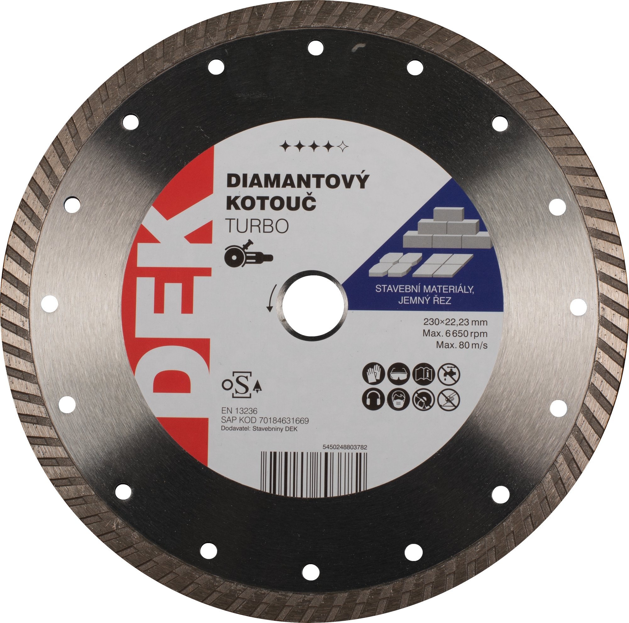 Kotouč řezný DIA DEK TURBO 230×22,23 mm