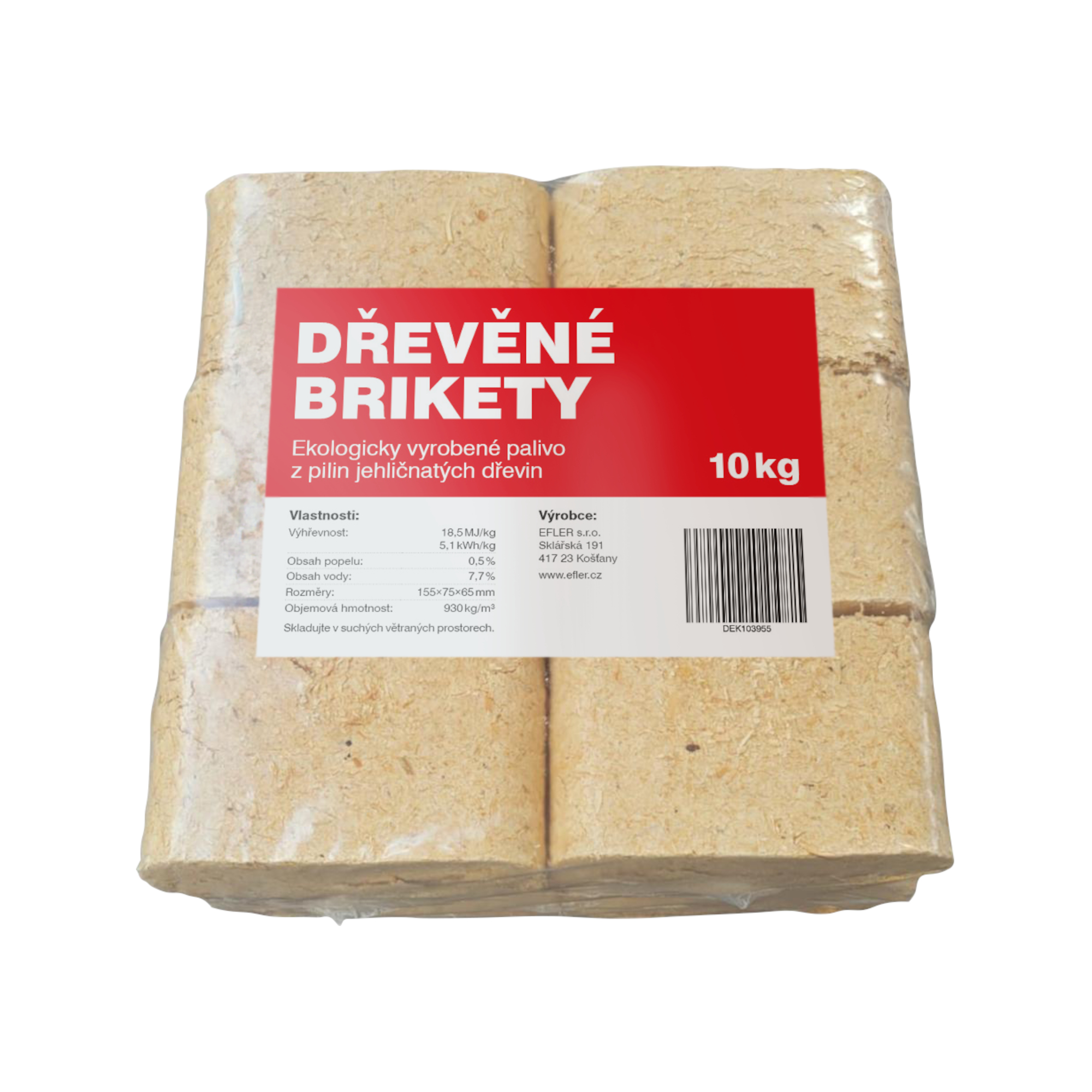 Brikety dřevěné hranaté 10 kg