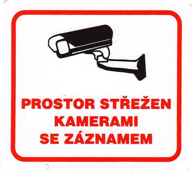 Samolepka Prostor střežen kamerami se záznamem 100×90 mm