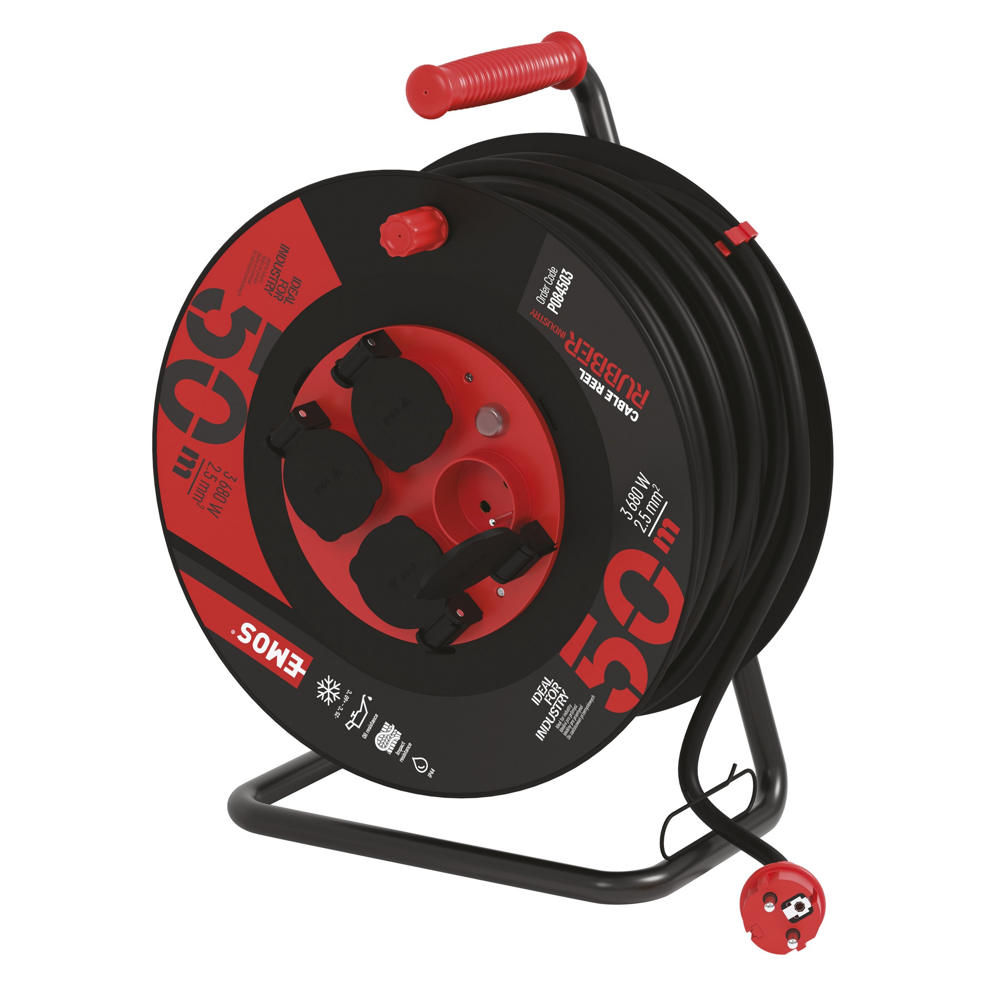 ROZBALENO - Kabel prodlužovací gumový na bubnu Emos 50 m 2,5 mm2 IP 44 Emos 50 m 2,5 mm2 IP 44