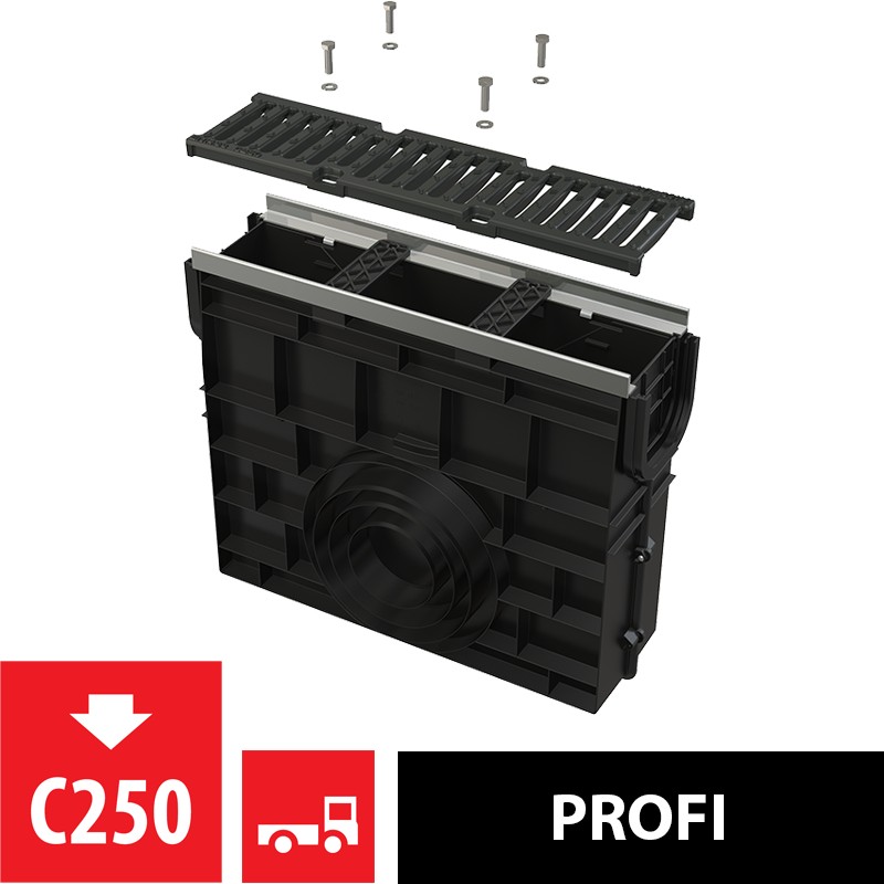 Vpust venkovní žlabová Alca AVZ103R-R202 s kovovým rámem,rošt litinový C250