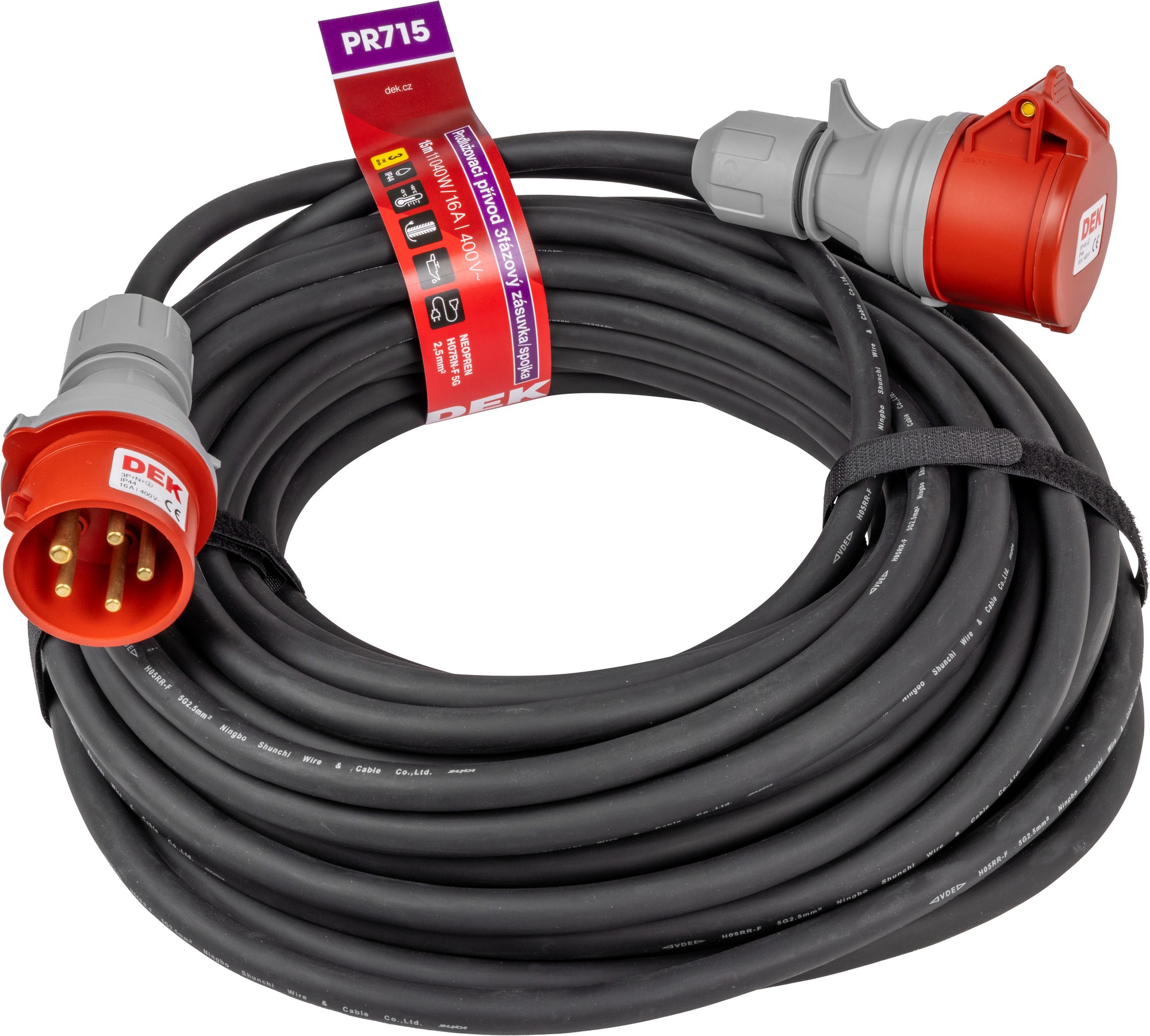 Kabel prodlužovací neoprenový spojka DEK PR715 15 m 2,5 mm2 IP 44