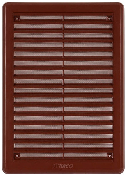 Mřížka větrací se sítí a krytkou HACO VM K 175×250 mm hnědá
