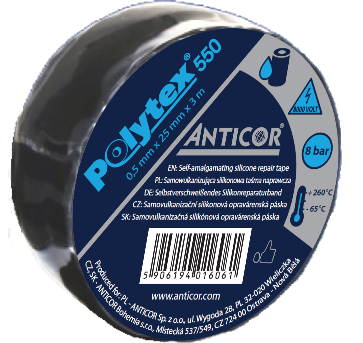 Páska elektroinstalační vulkanizační silikonová Anticor Polytex 550
