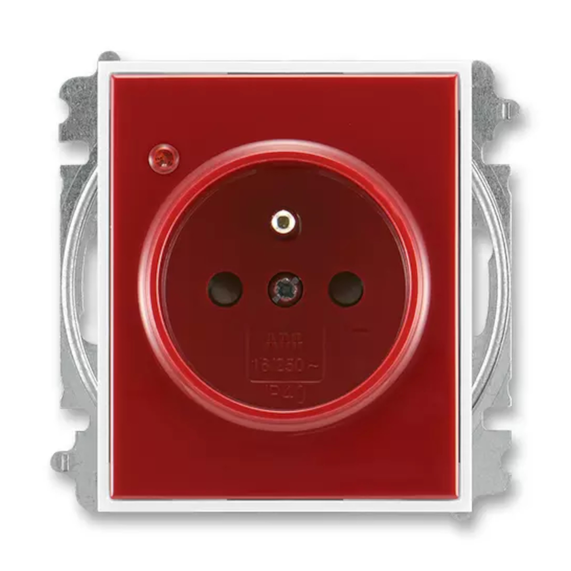 Zásuvka 230 V jednonásobná ABB Time/Element IP 40 s optickou signalizací karmínová/bílá