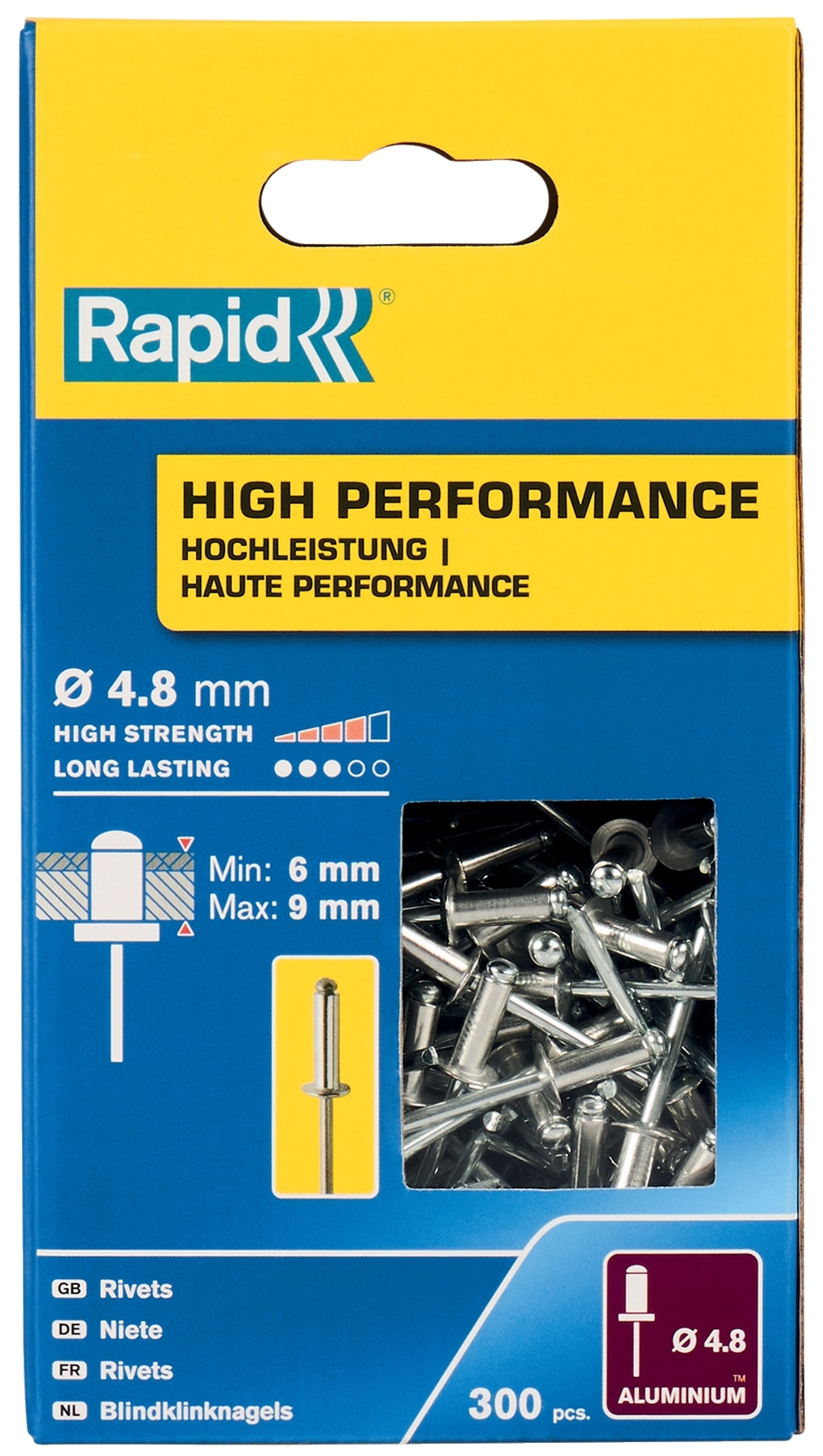 Nýty hliníkové Rapid High Performance 4,8×12 mm 300 ks
