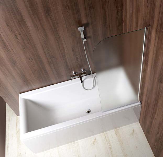 Zástěna vanová Aqualine Vilma 600 mm pravá leštěný hliník/brick sklo