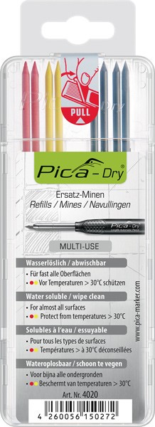 Tuhy náhradní kulaté Pica Dry černé, červené. žluté 8 ks