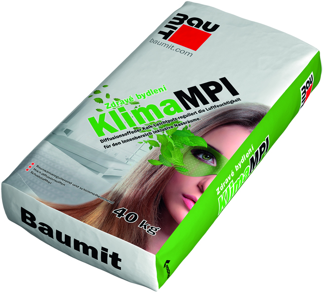 Omítka jednovrstvá Baumit KlimaMPI pro regulaci vlhkosti 0,6 mm 40 kg