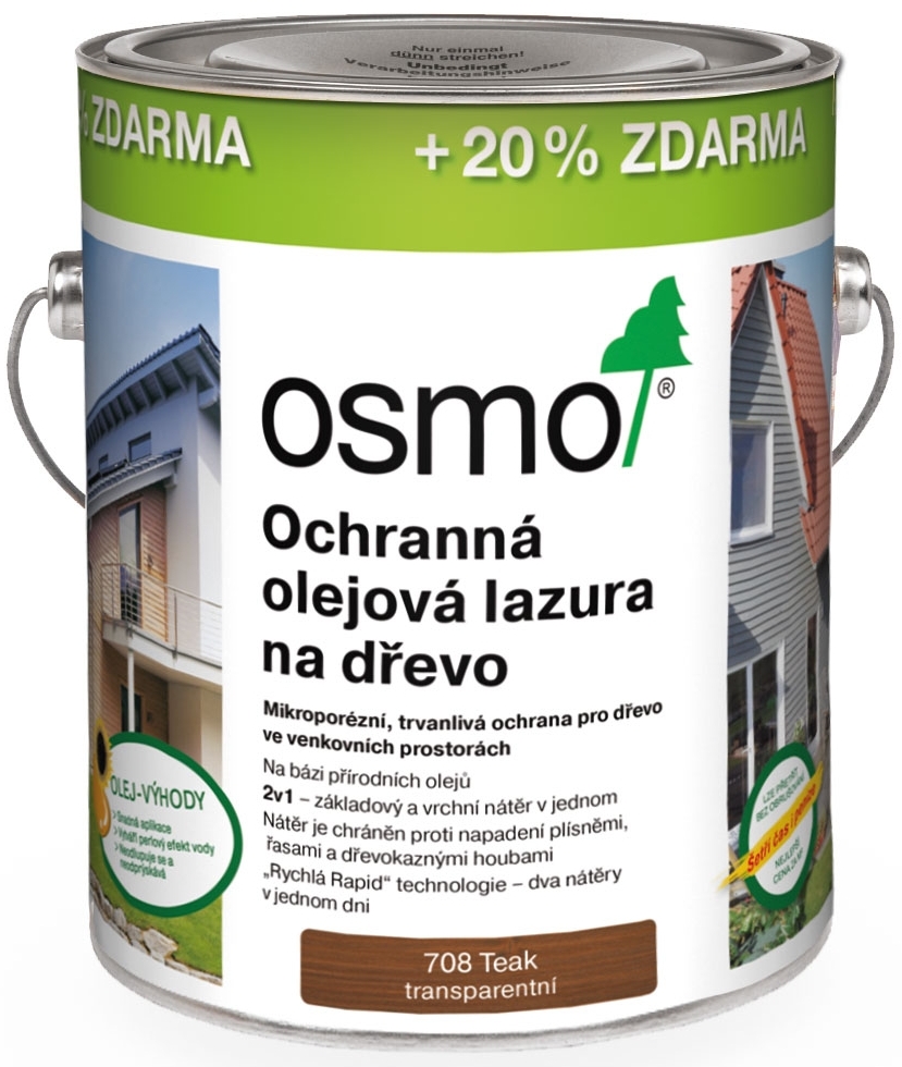 Lazura olejová ochranná Osmo 708 teak, 3 l