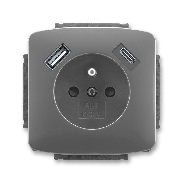 Zásuvka 230 V s USB ABB Tango kouřová šedá
