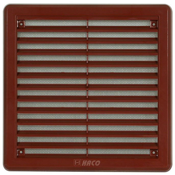 Mřížka větrací se sítí a krytkou HACO VM K 200×200 mm hnědá