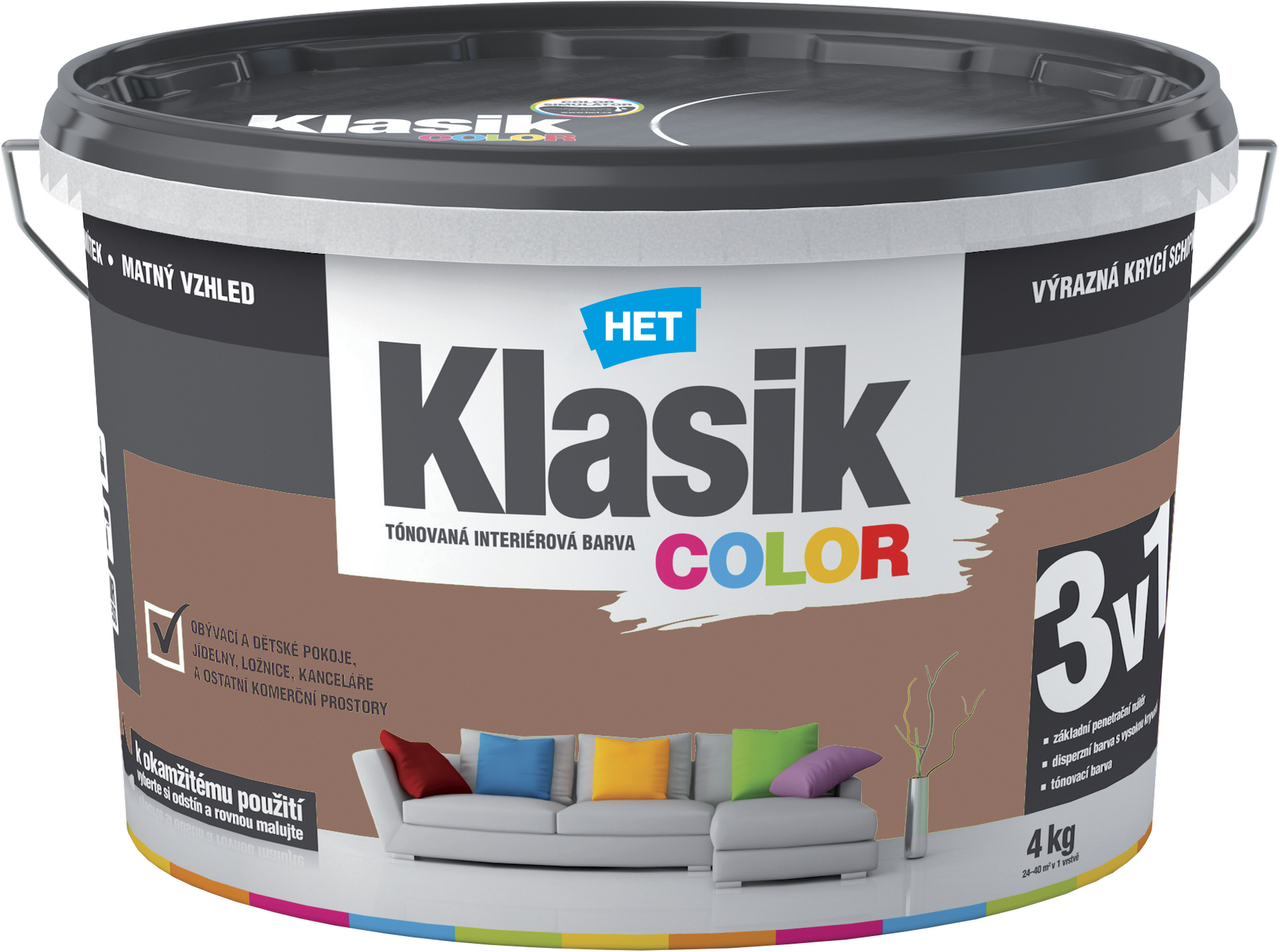 Malba interiérová HET Klasik Color hnědý čokoládový 4 kg