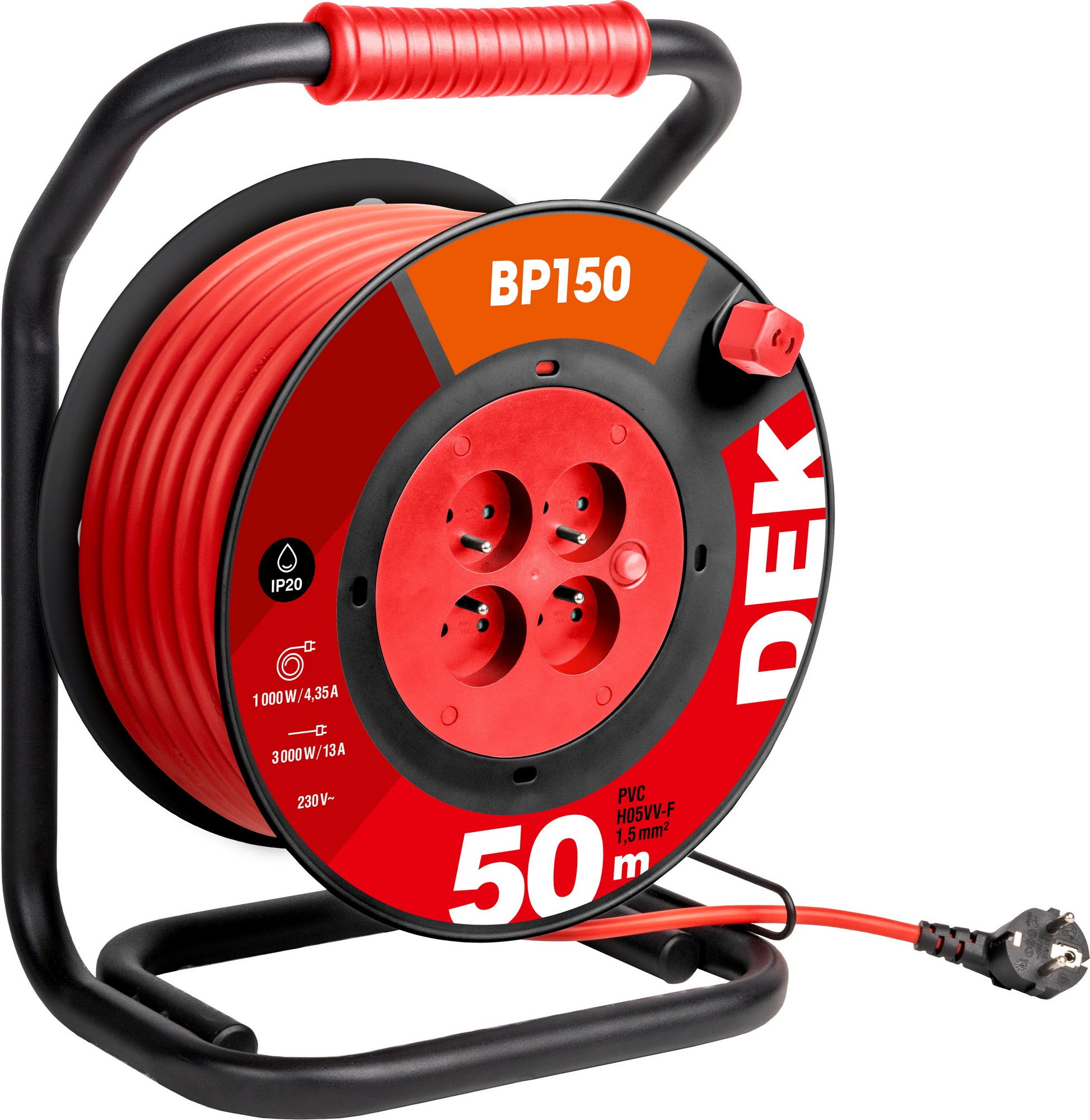 Kabel prodlužovací PVC na bubnu DEK BP150 50 m 1,5 mm2 IP 20