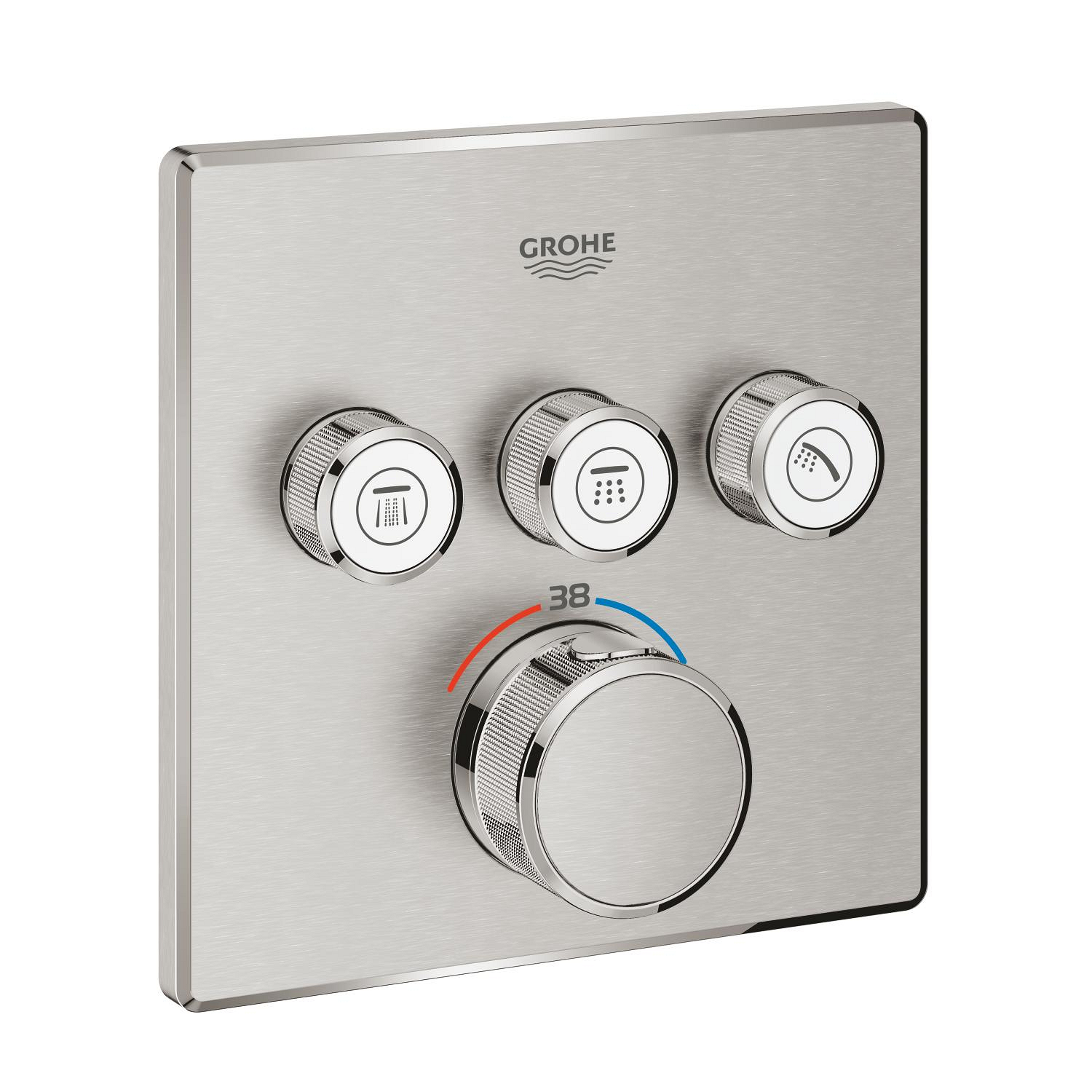 Díl nadomítkový Grohe Grohtherm SmartControl s 3 ventily SuperSteel 29126DC0