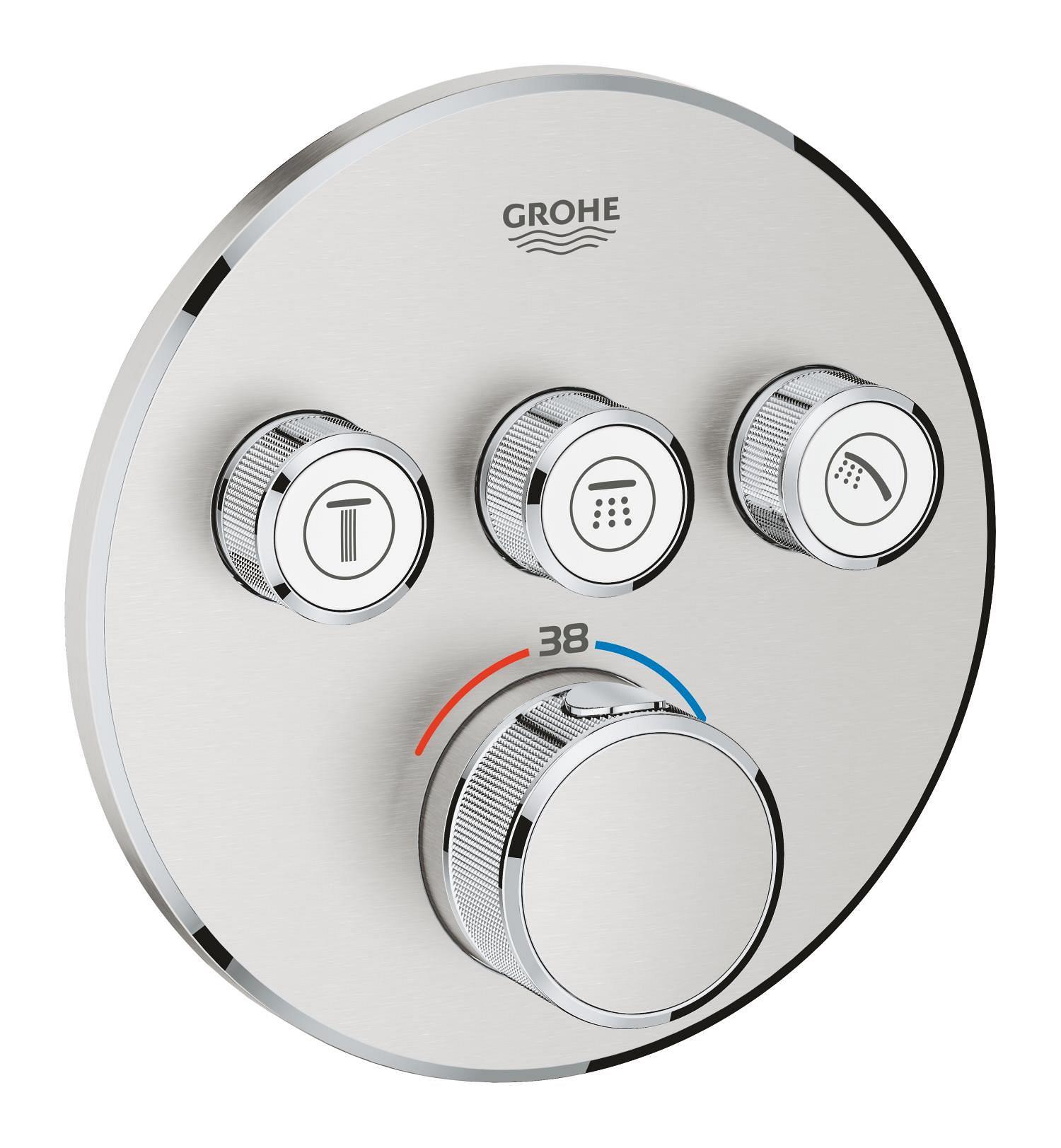 Díl nadomítkový Grohe Grohtherm SmartControl s 3 ventily SuperSteel 29121DC0