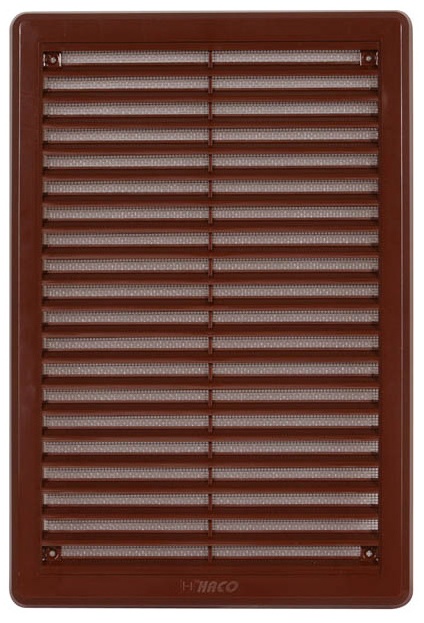 Mřížka větrací se sítí a krytkou HACO VM K 200×300 mm hnědá
