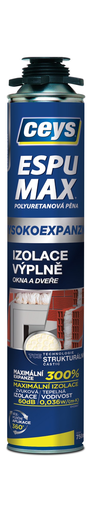 Pěna montážní vysokoexpanzní Ceys ESPUMAX pistolová 750 ml