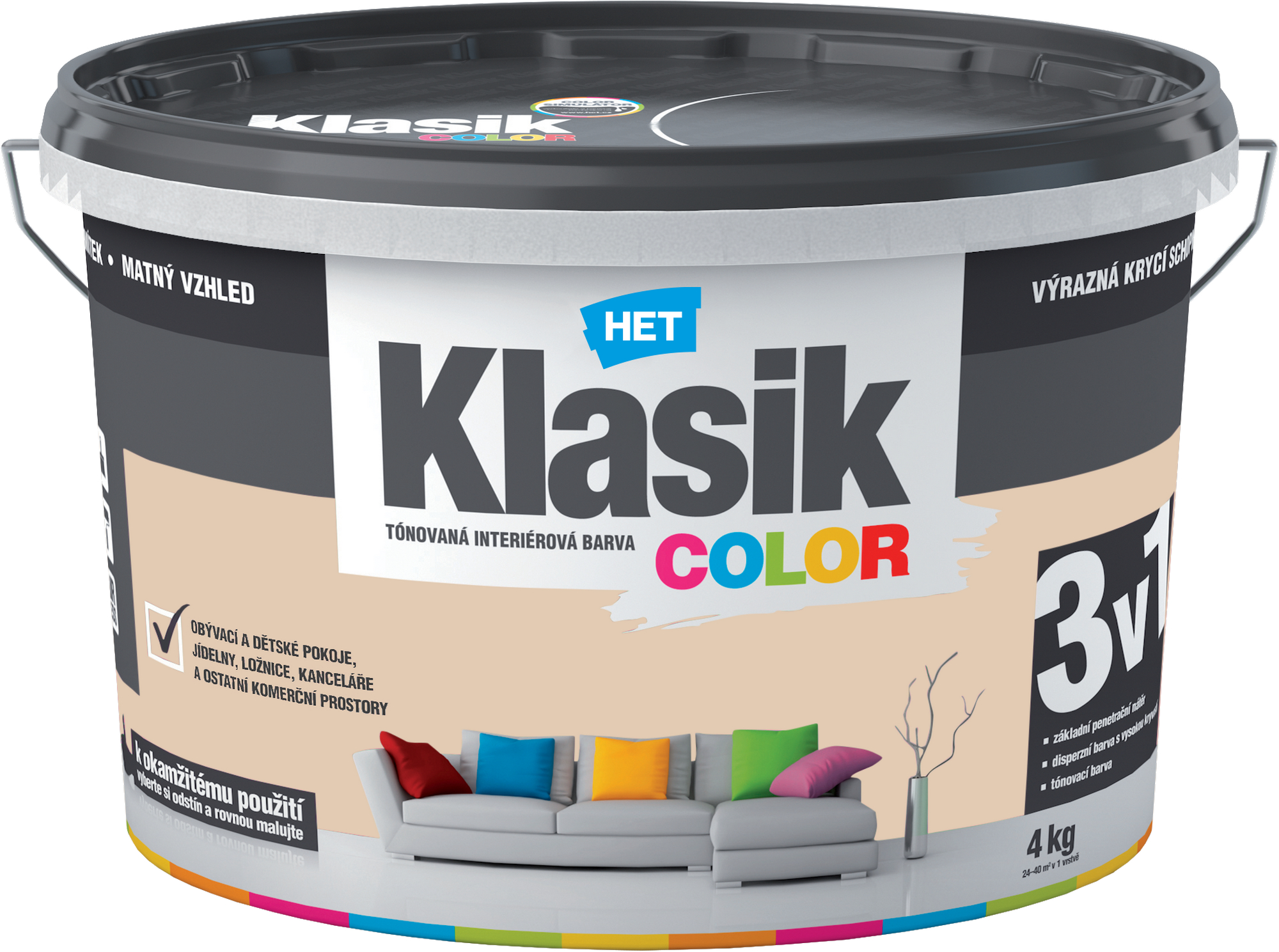 Malba interiérová HET Klasik Color béžový krémový 4 kg