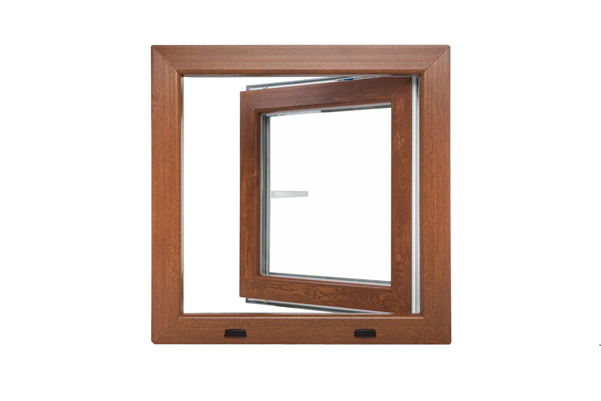 Levně Okno plastové BRAVO OS1 golden oak/white levé 500×500 mm