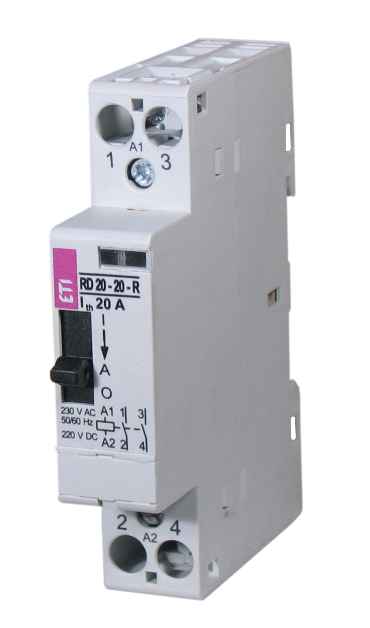 Stykač s manuálním ovládáním ETI RD 20-20-R-230V AC/DC