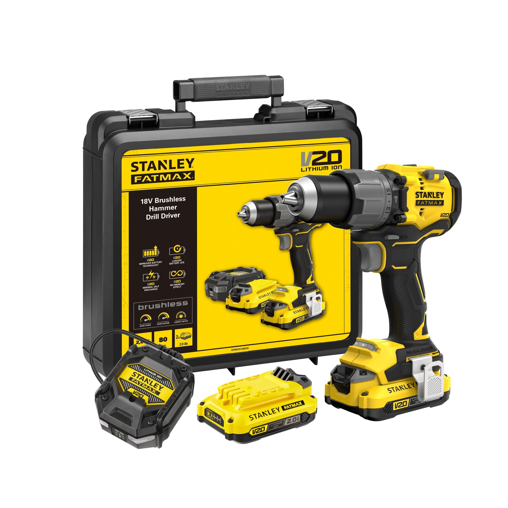 Vrtačka s příklepem AKU Stanley FatMax SFMCD726D2K 18 V