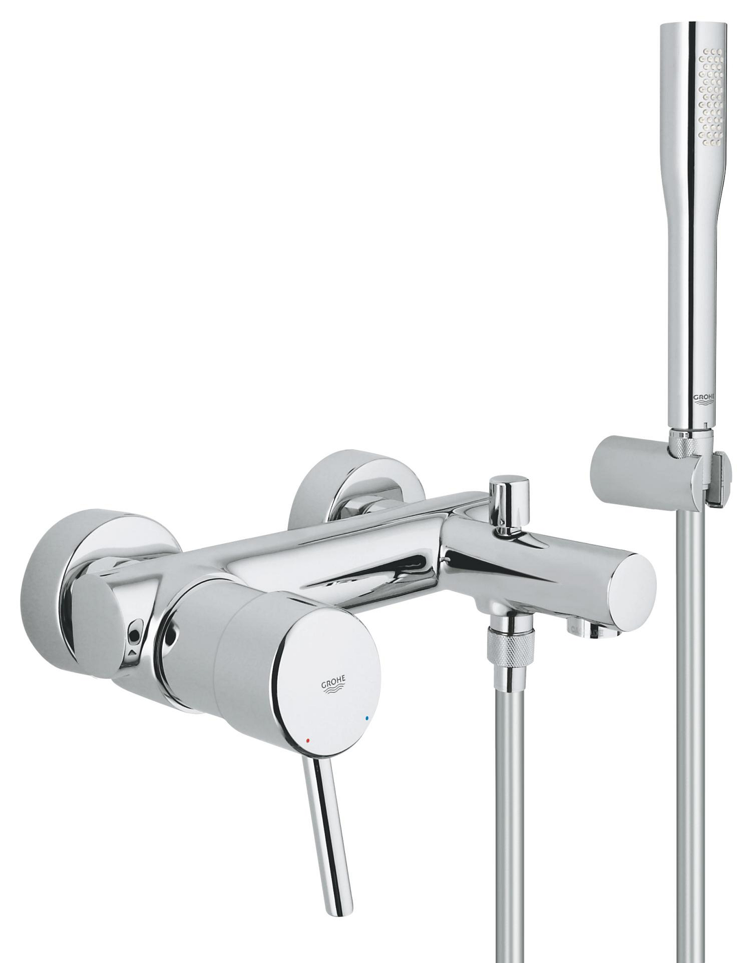 Levně Baterie vanová nástěnná Grohe Concetto 150 mm s ruční sprchou, chrom 32212001