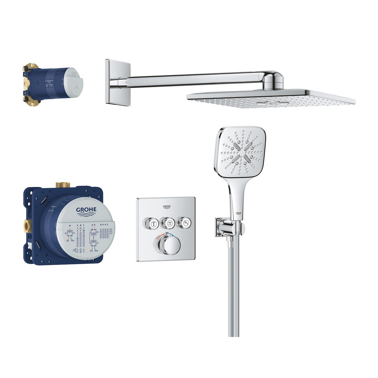 Systém sprchový termostatický Grohe Grohtherm SmartControl s Rainshower SmartActive 310 Cube 34864000