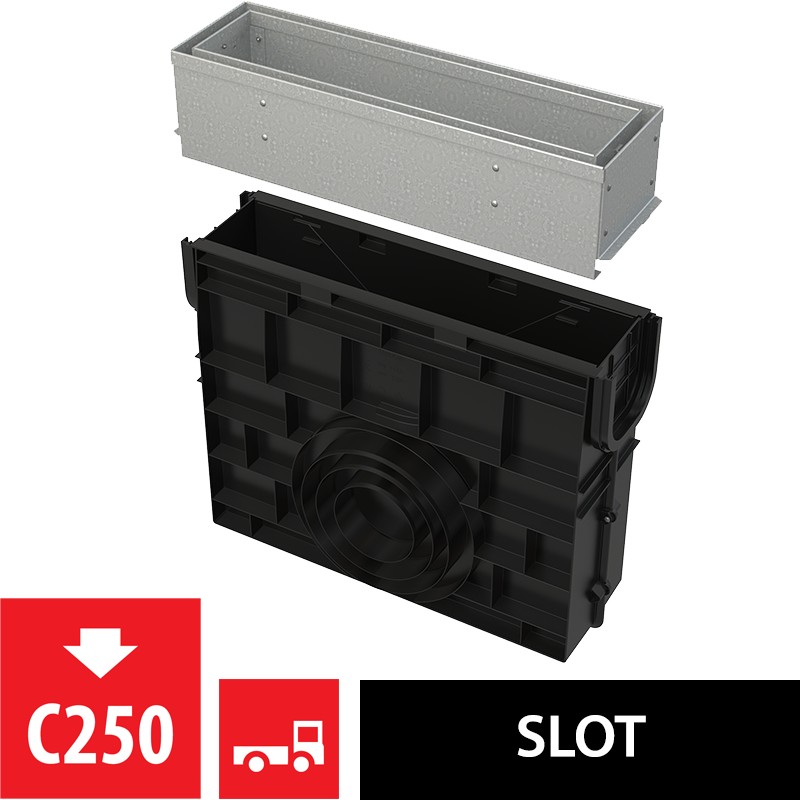 Vpust venkovní štěrbinová Alca AVZ101R-R121R s asymetrickým revizním nástavcem 100 mm, pozink