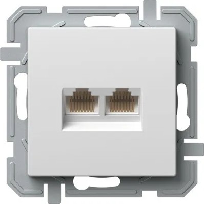 Zásuvka datová TEM Logiq CAT5E 2× RJ45 bílá