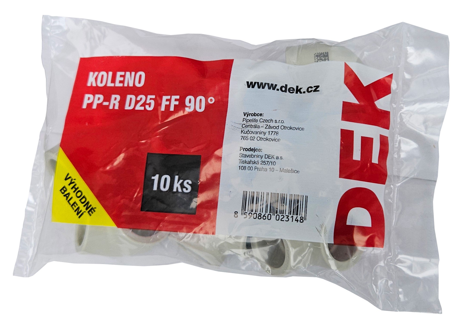 Koleno Pipelife PP-R 25 mm 90 ° FF (balení 10 ks)