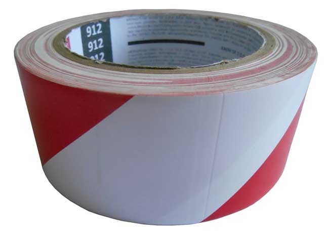 Páska výstražná samolepicí 48 mm/33 m červeno-bílá