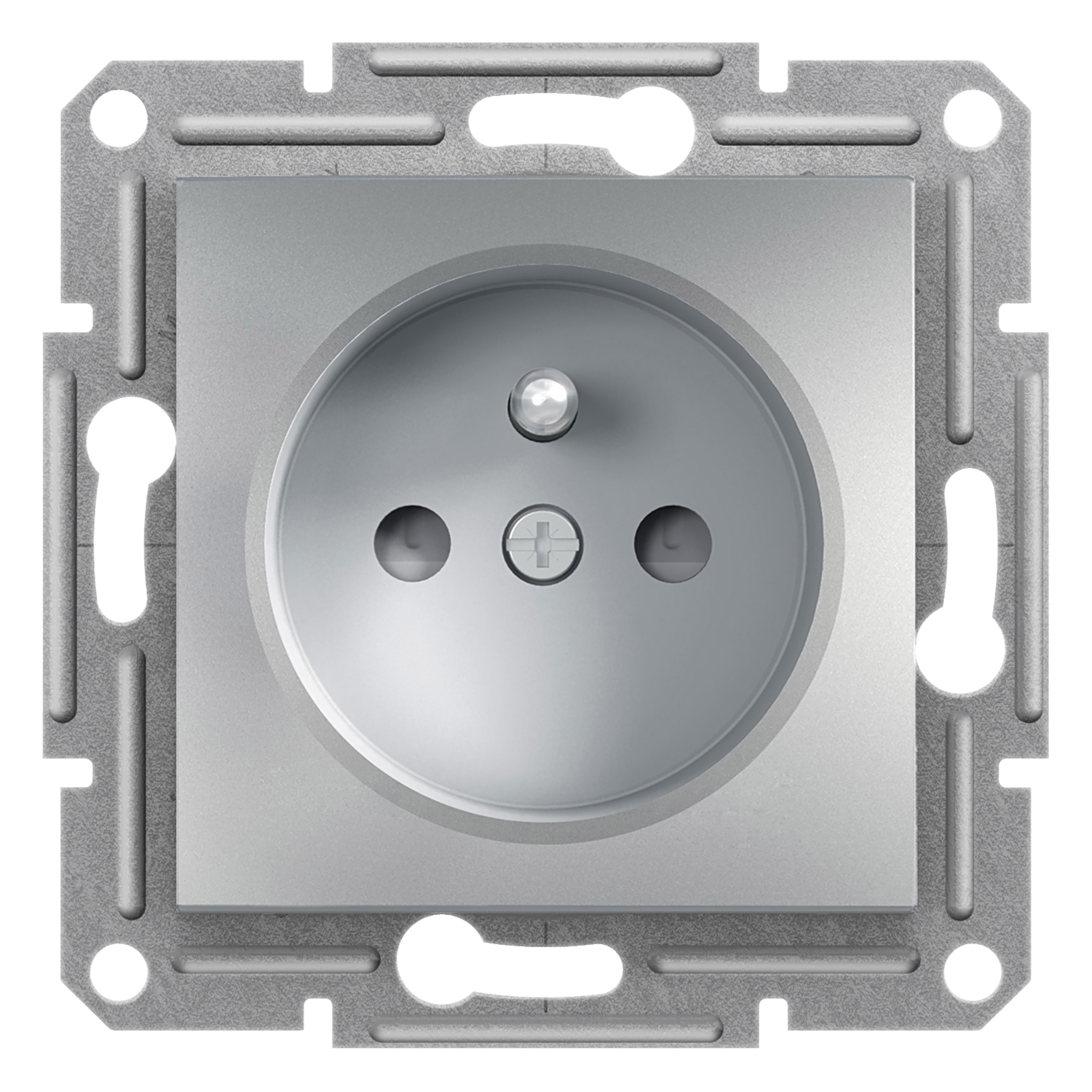 Zásuvka 230 V jednonásobná Schneider Electric Asfora aluminium