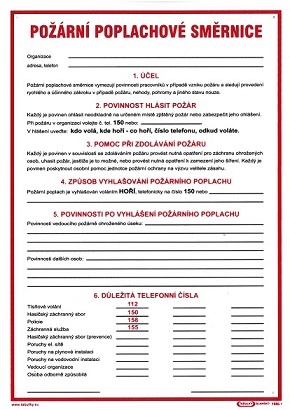 Tabule informační Požární poplachová směrnice A4