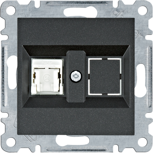 Zásuvka datová Hager lumina CAT5E 1× RJ45 UTP nestíněná černá mat