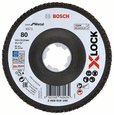 Kotouč lamel. Bosch X571 Best for Metal X-LOCK FD 115 mm 80