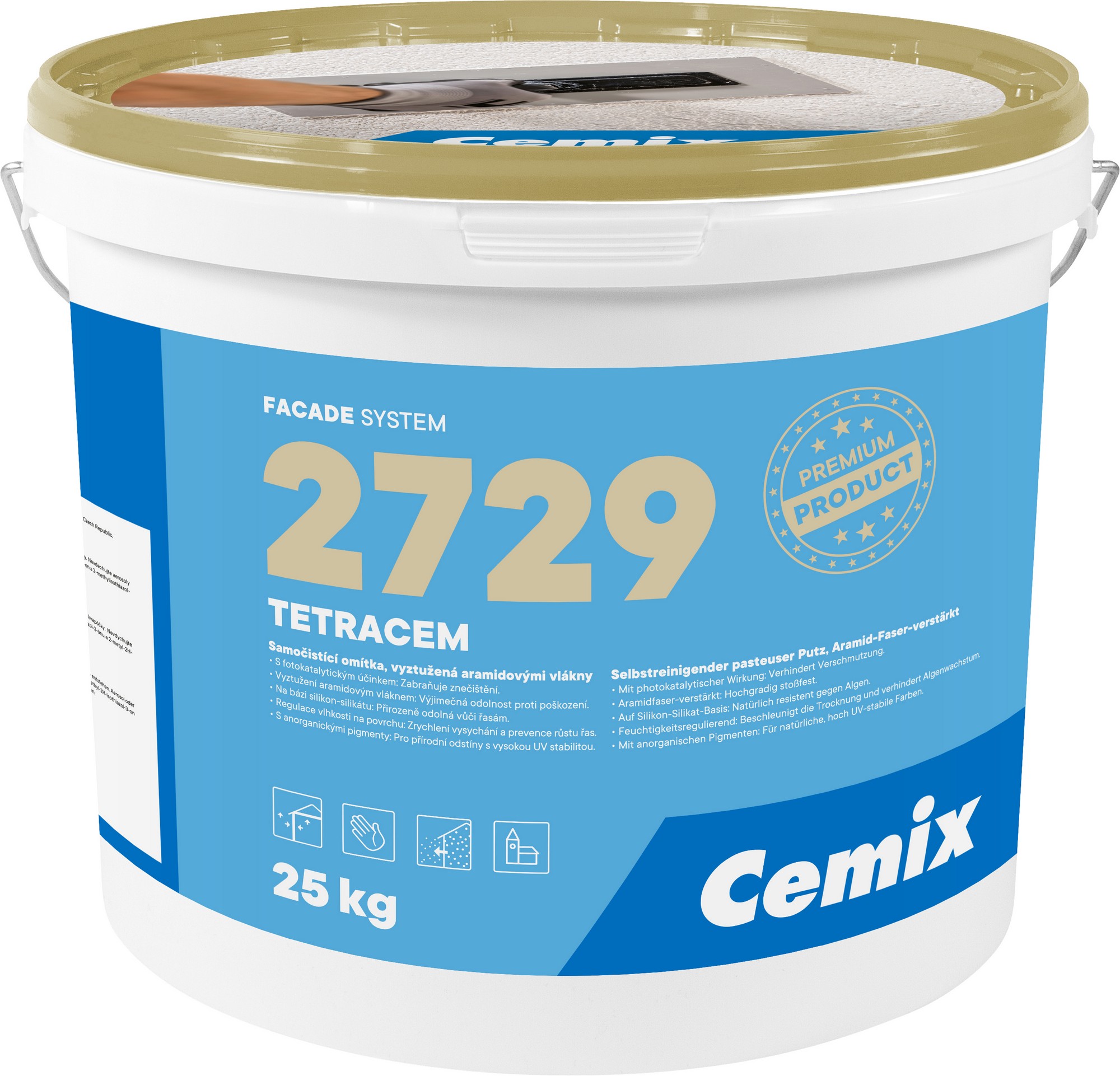 Omítka silikonsilikátová Cemix 2729 TETRACEM zatíraná 1,5 mm 25 kg