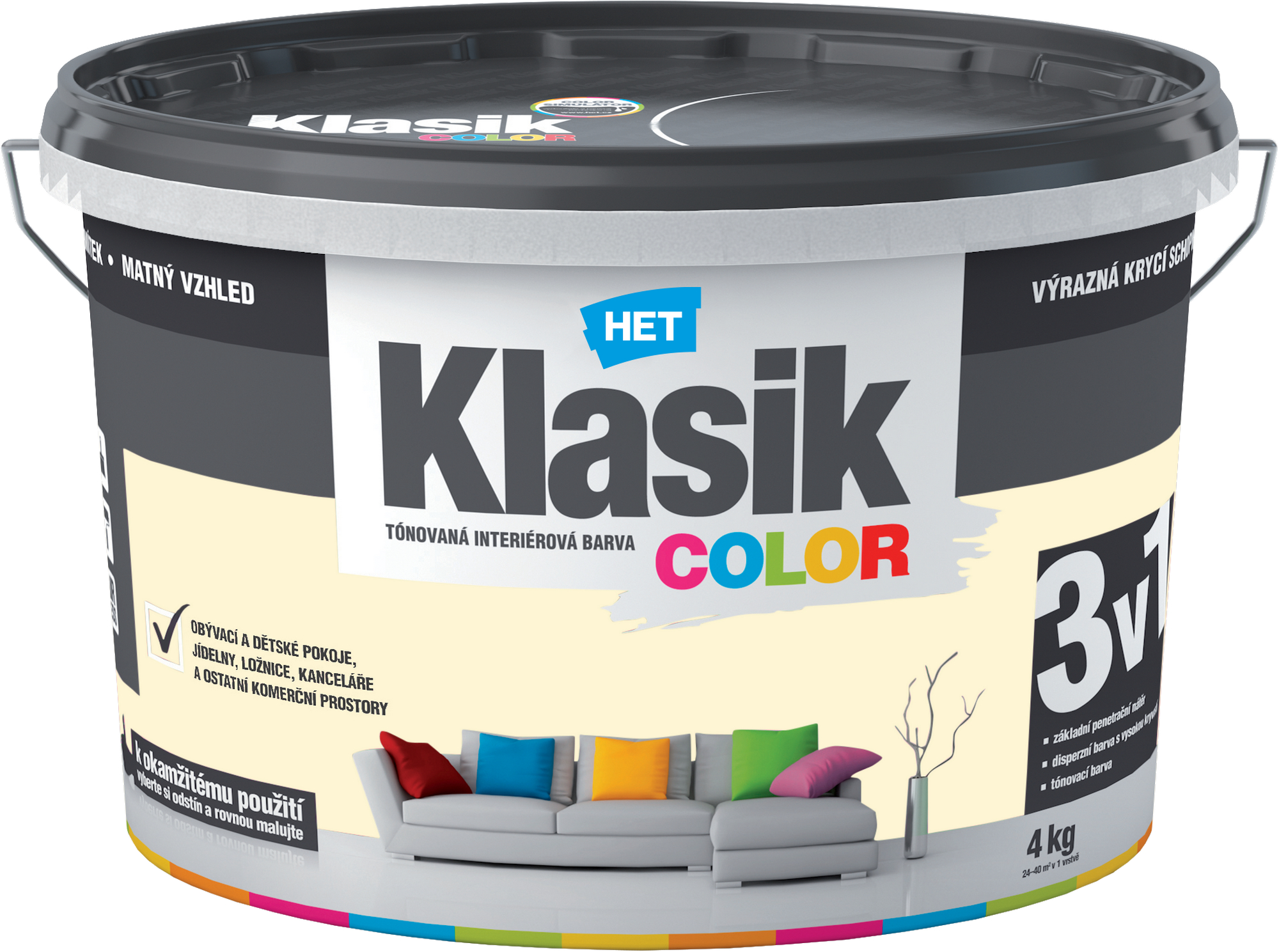 Malba interiérová HET Klasik Color žlutý vanilkový 4 kg